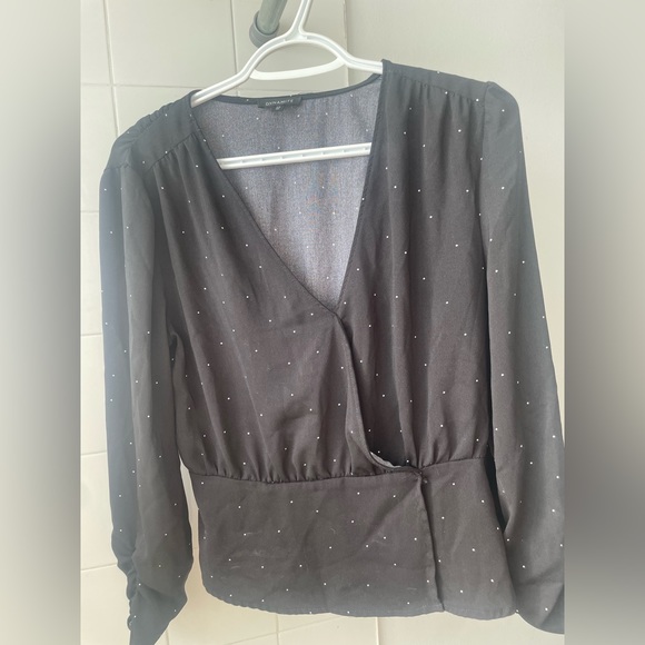 Dynamite Black Polka Dot Blouse with Synched Waist - Picture 3 of 5